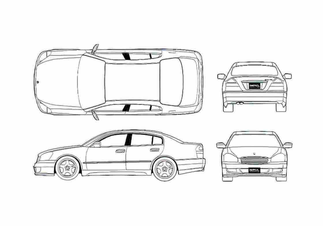 Blueprint Nissan Cima Sedan 2004 A4 Photo Print