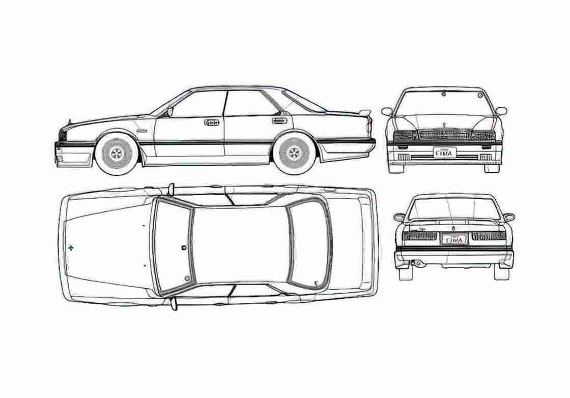 Blueprint Nissan Cima VG30 Sedan 2003 A4 Photo Print