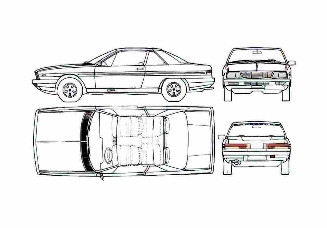 Blueprint Nissan Cima Y31 Coupe 1988 A4 Photo Print