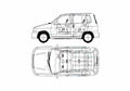 Blueprint Nissan Cube Hatchback 2001 A4 Photo Print