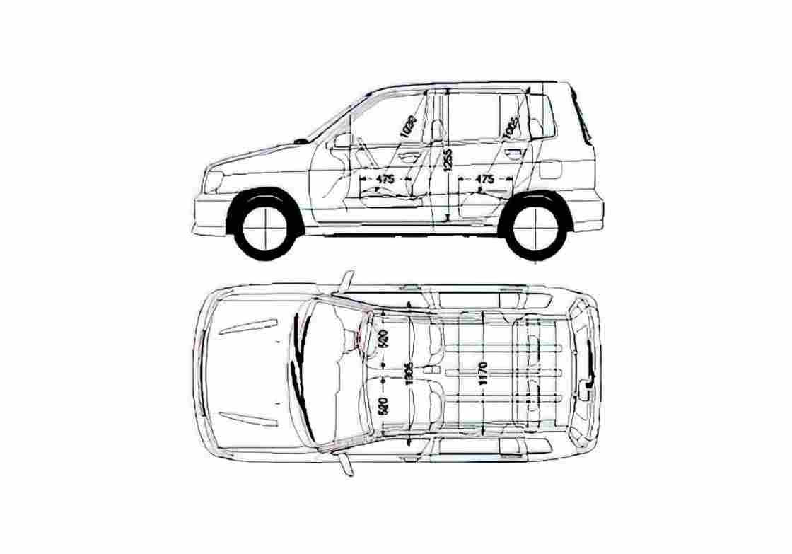 Blueprint Nissan Cube Hatchback 2001 A4 Photo Print