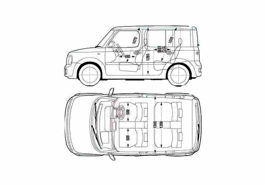 Blueprint Nissan Cube Z11 Hatchback 2004 A4 Photo Print