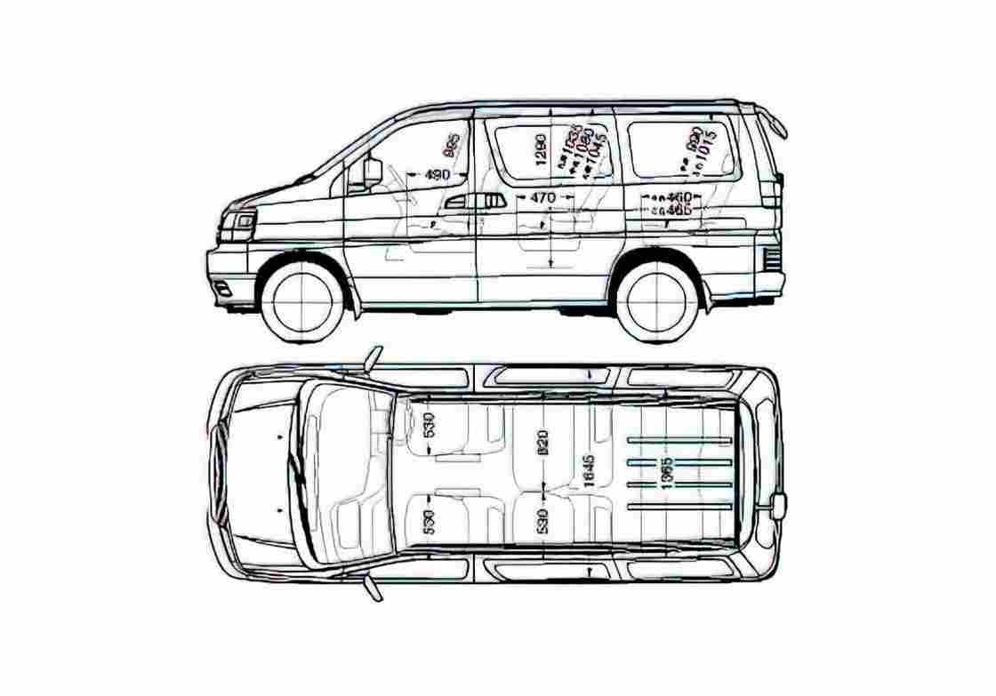 Blueprint Nissan Elgrand E50 Minivan 1997 A4 Photo Print