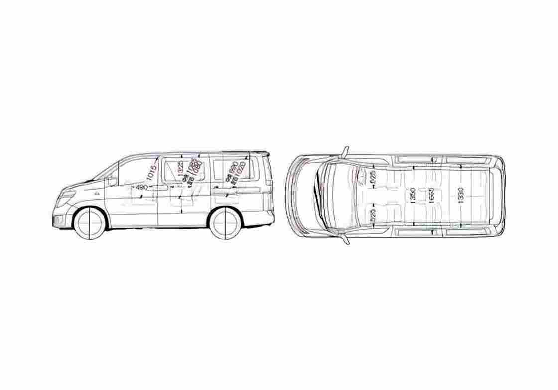 Blueprint Nissan Elgrand E51 Minivan 2002 A4 Photo Print