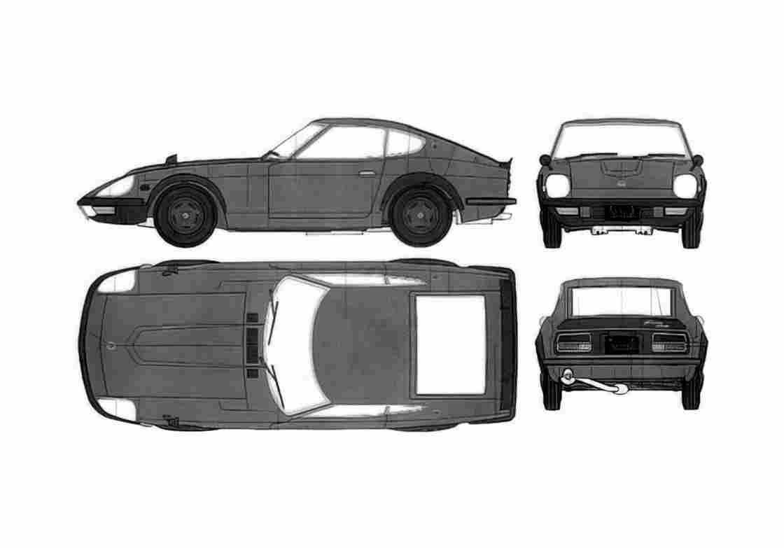 Blueprint Nissan Fairlady 240 ZG Coupe A4 Photo Print