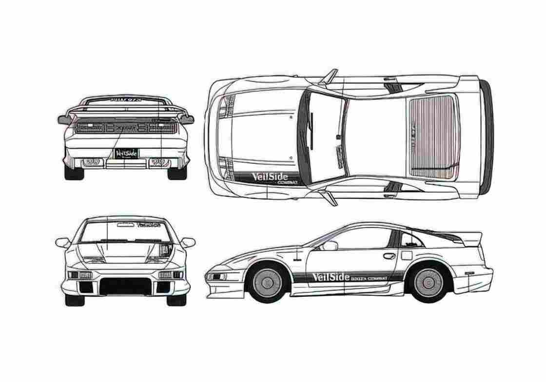Blueprint Nissan Fairlady Z 32 Veilside Coupe 1994 A4 Photo Print