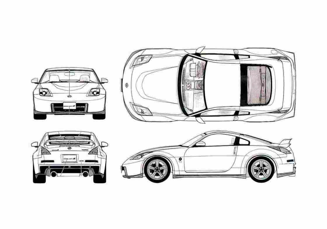 Blueprint Nissan Fairlady Z 350Z Nismo Coupe 2007 A4 Photo Print