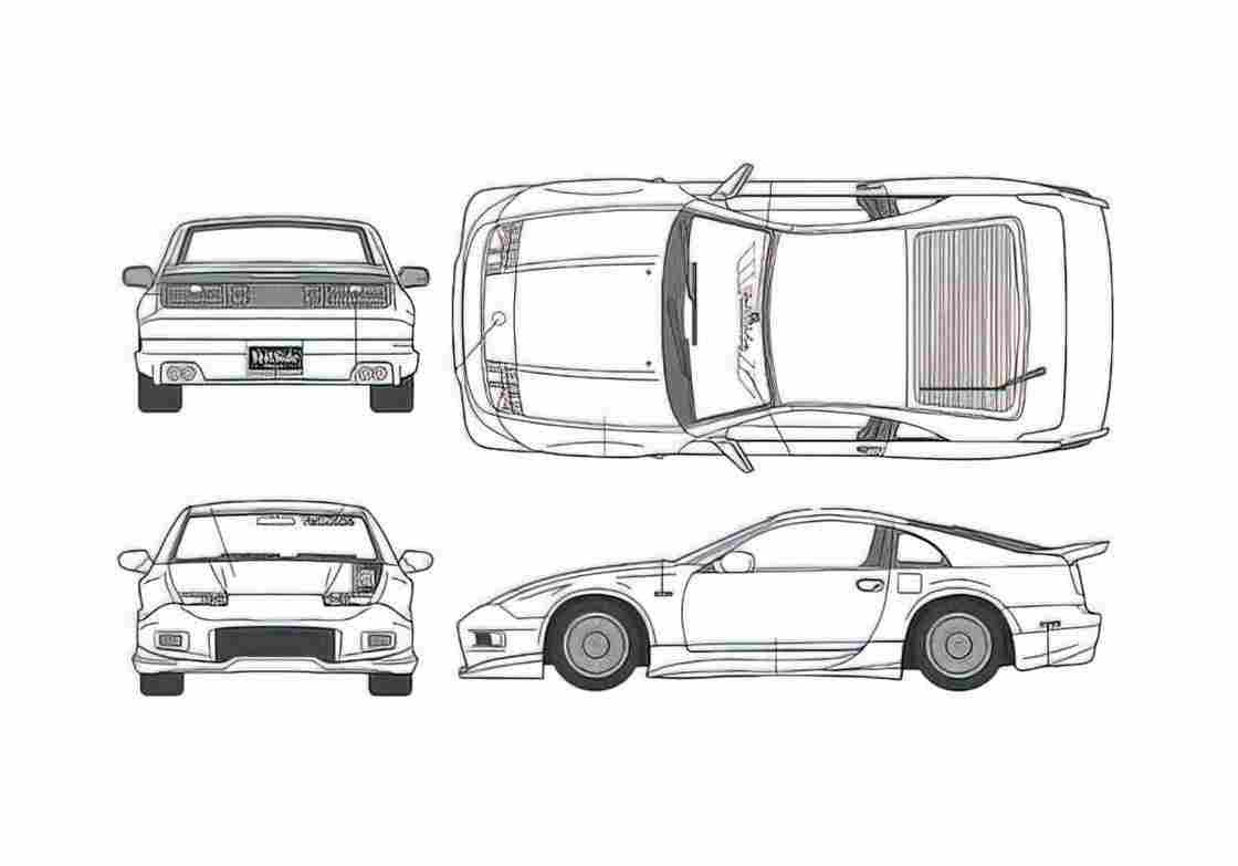 Blueprint Nissan Fairlady Z Z32 Veilside 2 seater Coupe 1994 A4 Photo Print