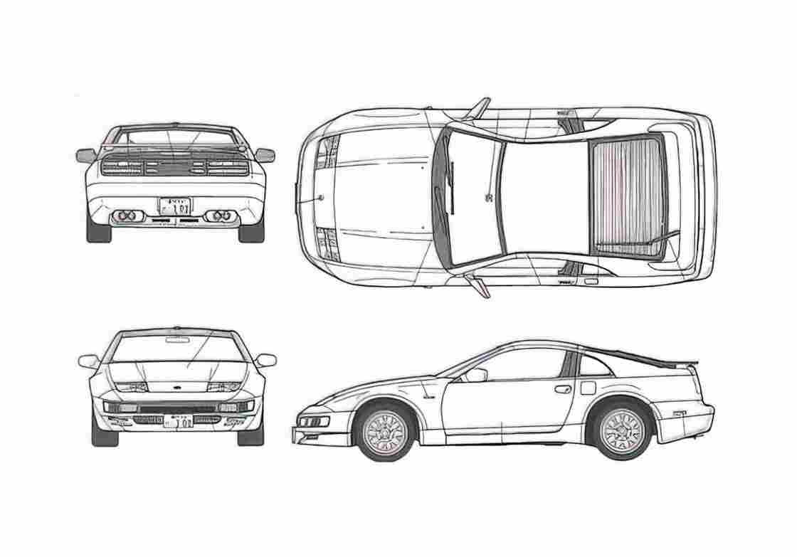Blueprint Nissan Fairlady Z32 300ZX Coupe 1983 A4 Photo Print