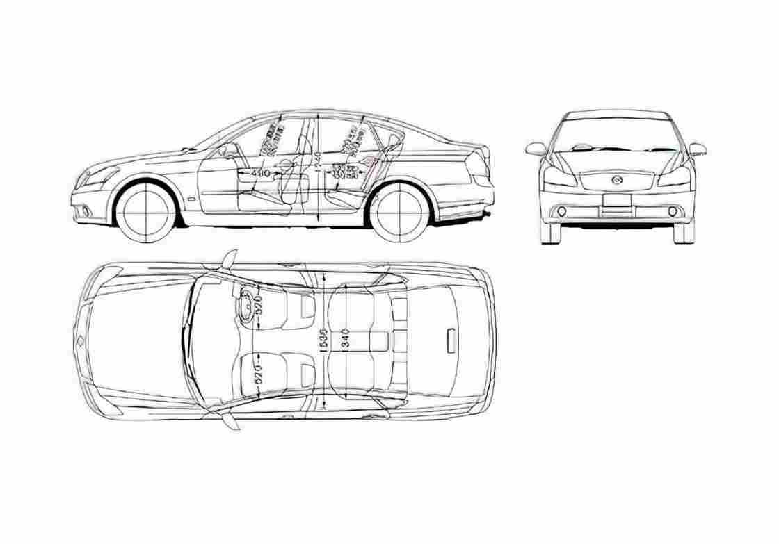 Blueprint Nissan Fuga Sedan 2005 A4 Photo Print