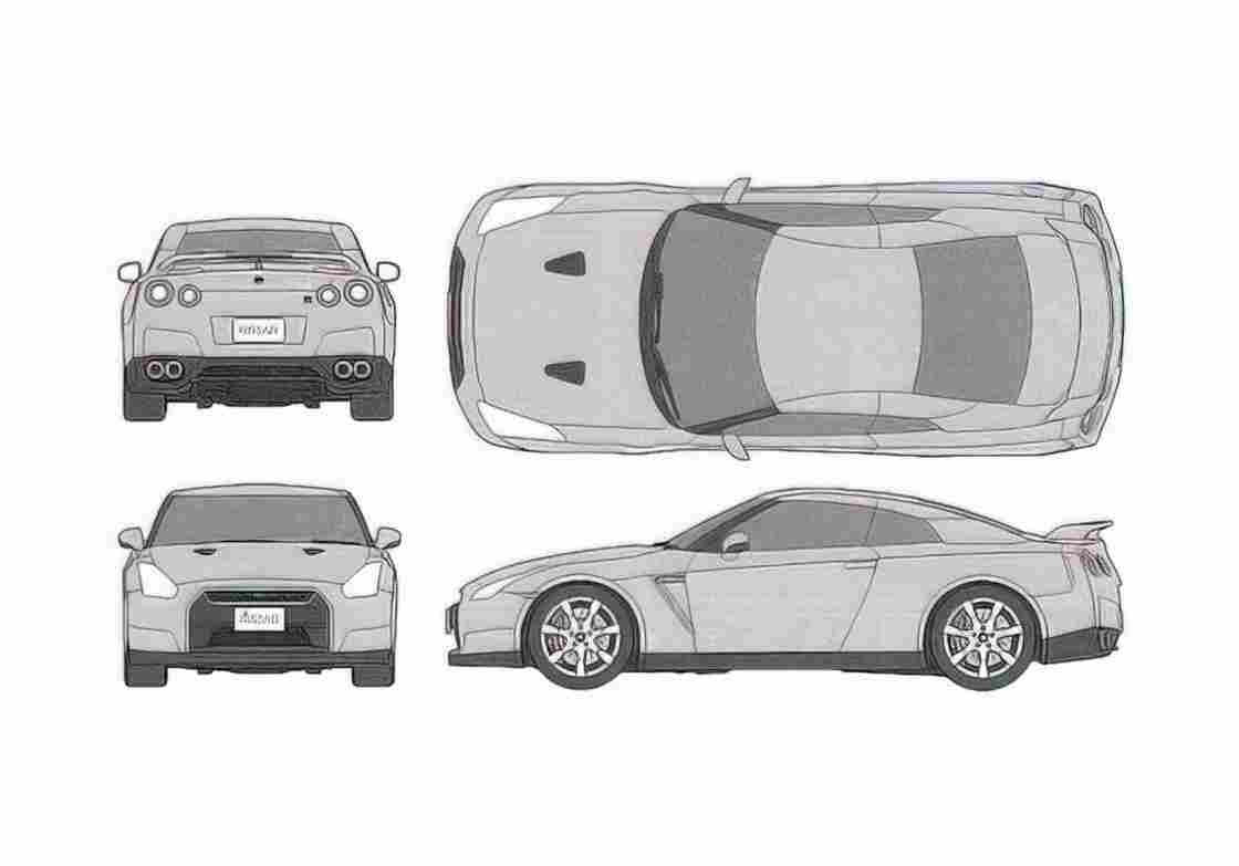 Blueprint Nissan GT R Coupe 2008 A4 Photo Print