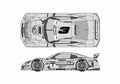 Blueprint Nissan GT R GT500 Super GT Coupe 2008 A4 Photo Print