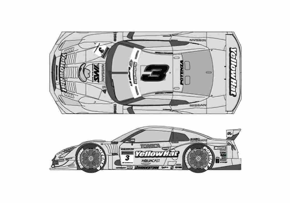 Blueprint Nissan GT R GT500 Super GT Coupe 2008 A4 Photo Print