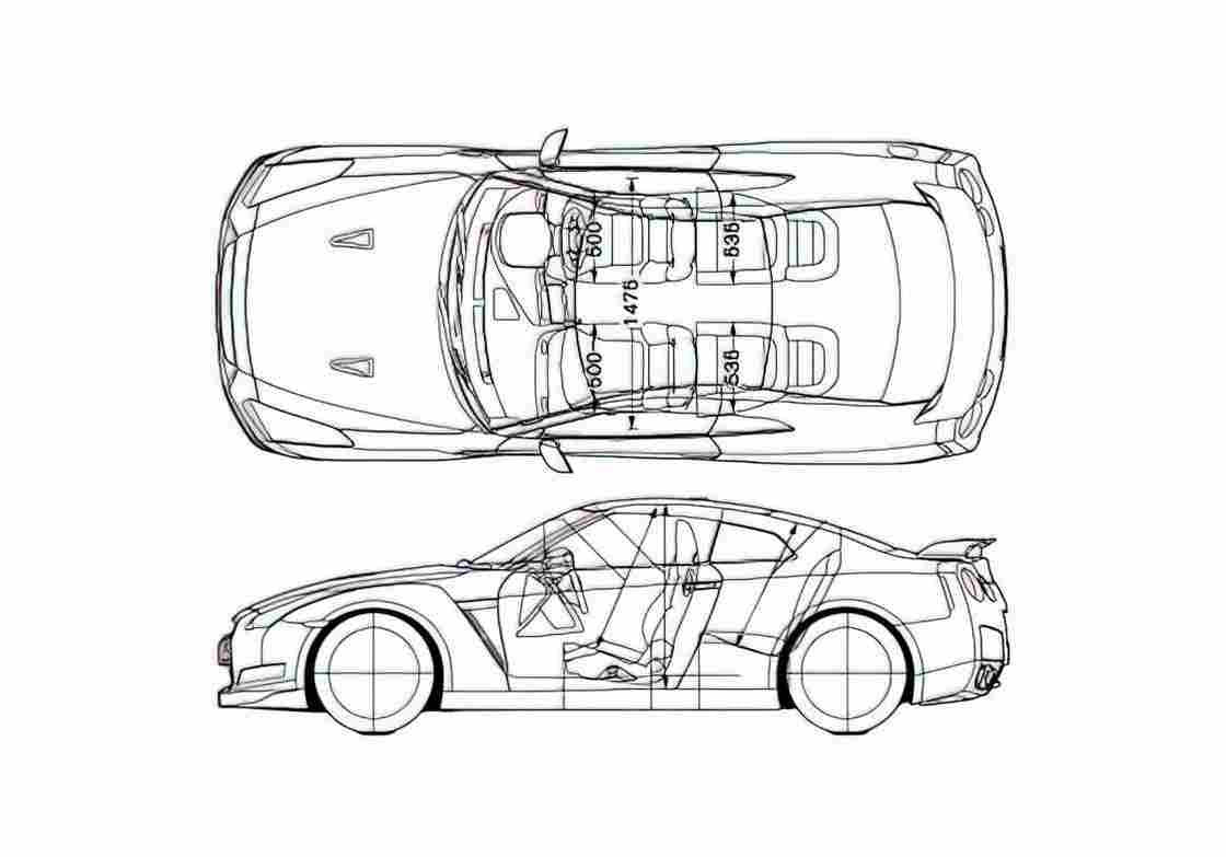 Blueprint Nissan GT R R35 Coupe 2008 A4 Photo Print