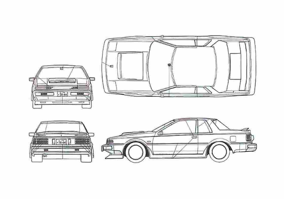 Blueprint Nissan Gazelle Turbo RS X Coupe 1982 A4 Photo Print