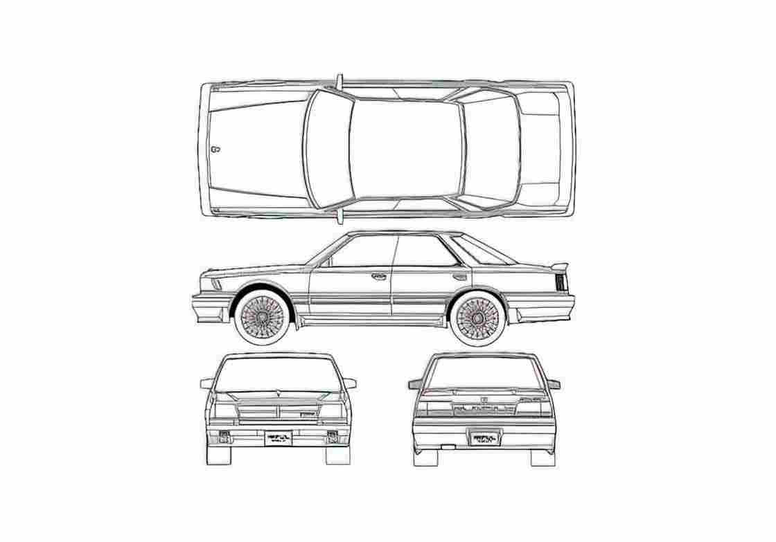 Blueprint Nissan Gloria 430 630R Sedan 1979 A4 Photo Print
