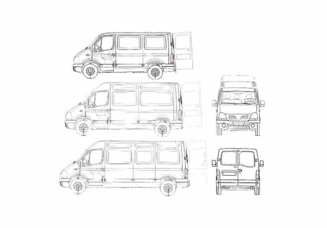 Blueprint Nissan Interstar Minivan 2005 A4 Photo Print