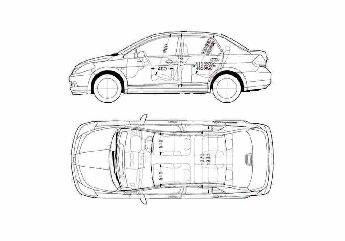 Blueprint Nissan Latio Sedan 2005 A4 Photo Print