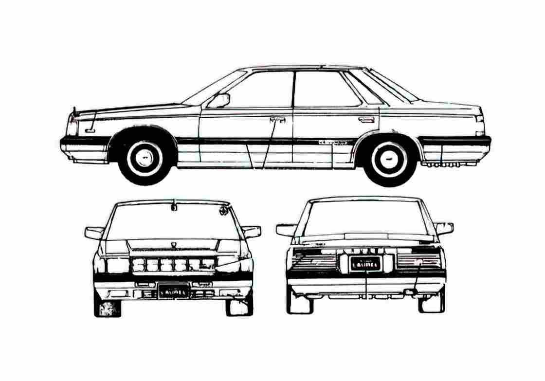Blueprint Nissan Laurel C32 V6 Turbo Sedan 1984 A4 Photo Print