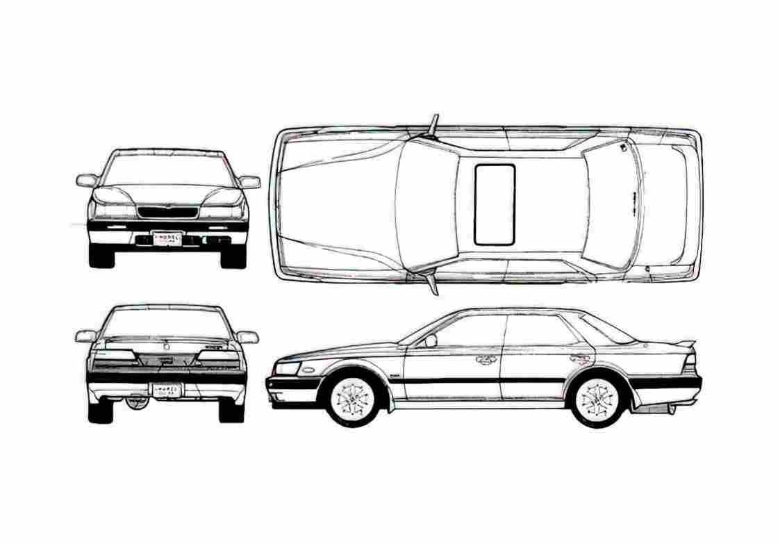 Blueprint Nissan Laurel C33 SGL Sedan 1990 A4 Photo Print