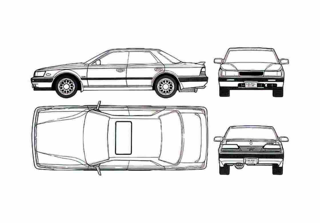 Blueprint Nissan Laurel C33 Sedan 1990 A4 Photo Print