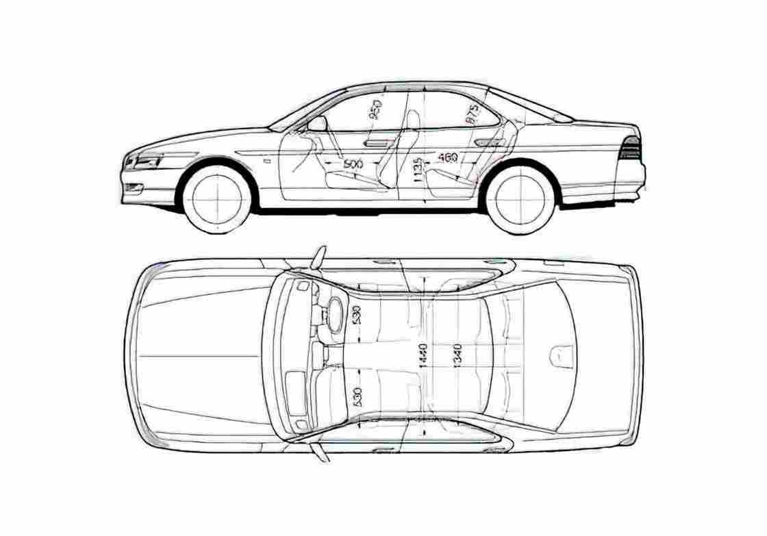 Blueprint Nissan Laurel c35 4 door Sedan 2000 A4 Photo Print