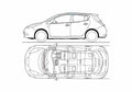 Blueprint Nissan Leaf Hatchback 2011 A4 Photo Print