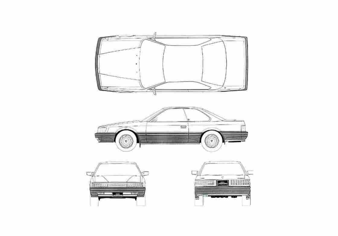 Blueprint Nissan Leopard Coupe 1986 A4 Photo Print
