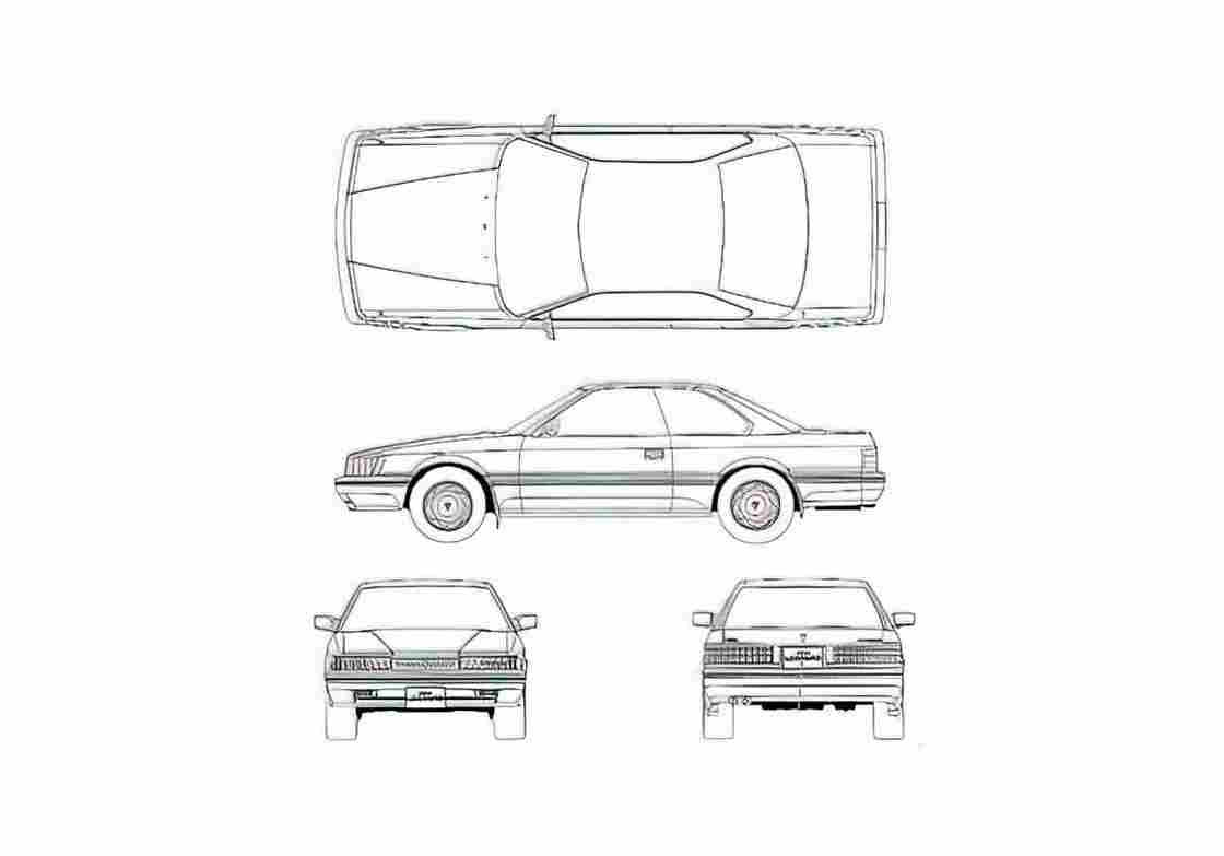 Blueprint Nissan Leopard Ultima F31 Coupe 1987 A4 Photo Print