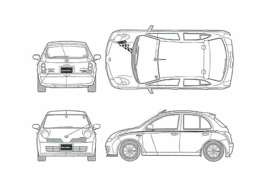 Blueprint Nissan March S tune Nismo Hatchback A4 Photo Print
