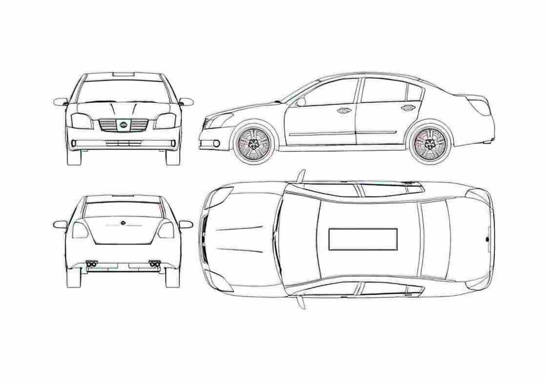 Blueprint Nissan Maxima Sedan 2004 A4 Photo Print