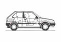 Blueprint Nissan Micra 3 door 10LS Hatchback 1987 A4 Photo Print