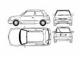 Blueprint Nissan Micra 3 door Hatchback 2000 A4 Photo Print