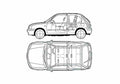 Blueprint Nissan Micra 3 door Hatchback 2001 A4 Photo Print