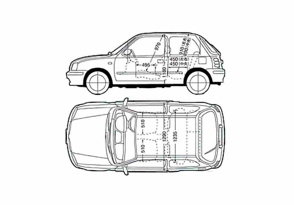 Blueprint Nissan Micra 3 door Hatchback 2001 A4 Photo Print