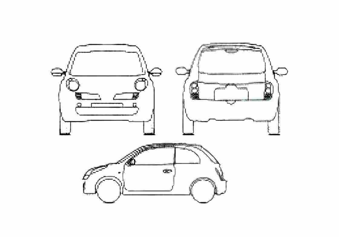 Blueprint Nissan Micra 3 door Hatchback 2005 A4 Photo Print