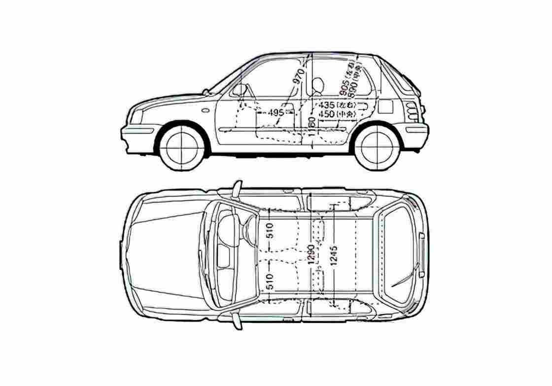 Blueprint Nissan Micra 5 door Hatchback 2001 A4 Photo Print