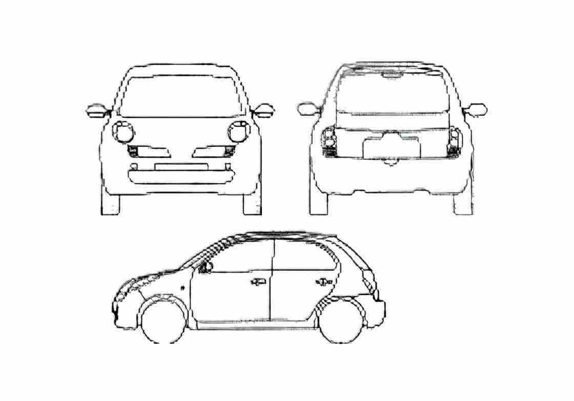 Blueprint Nissan Micra 5 door Hatchback 2005 A4 Photo Print