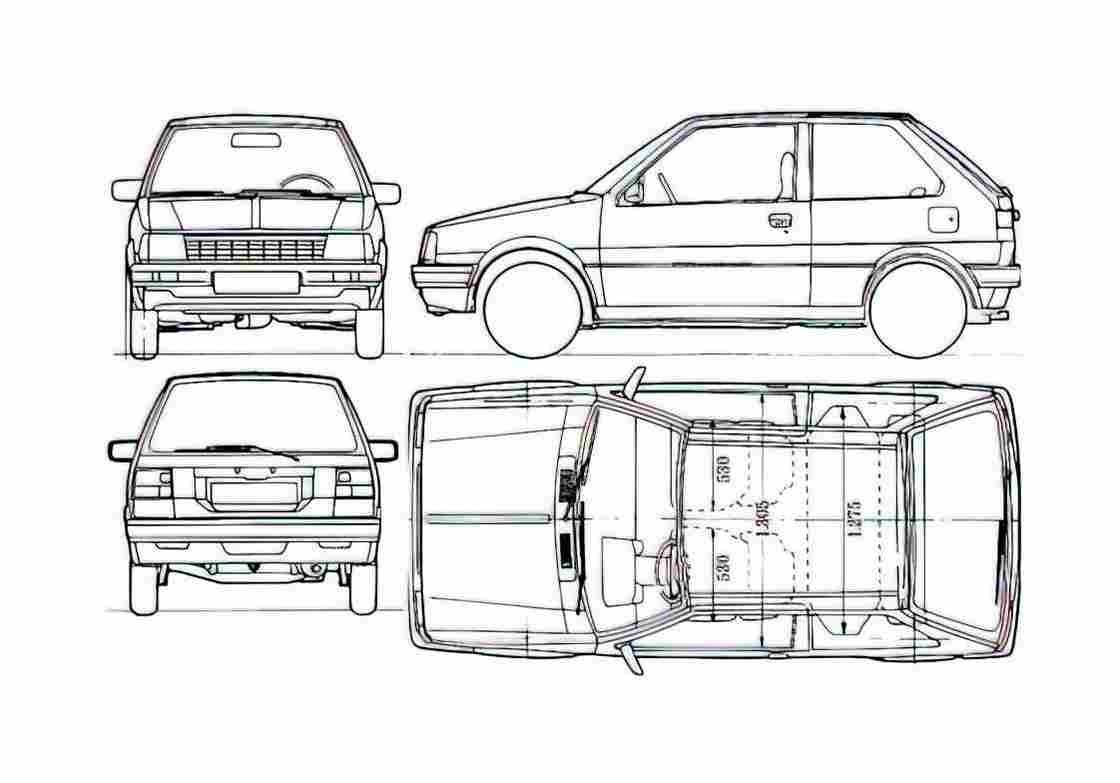 Blueprint Nissan Micra Hatchback 1983 A4 Photo Print