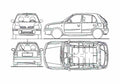 Blueprint Nissan Micra Hatchback 1992 A4 Photo Print