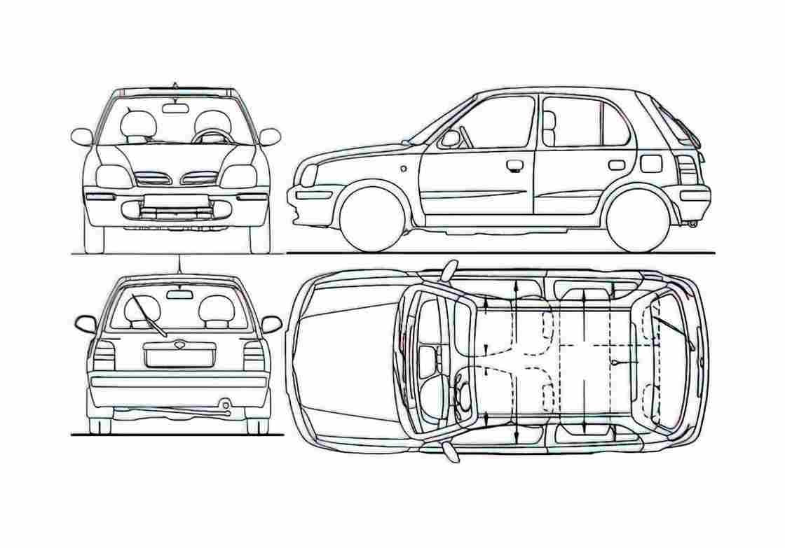 Blueprint Nissan Micra Hatchback 1992 A4 Photo Print