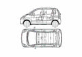 Blueprint Nissan Moco Hatchback 2003 A4 Photo Print