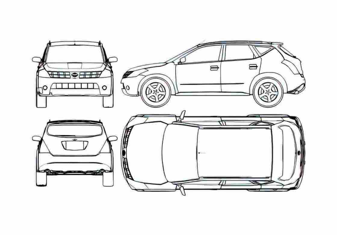 Blueprint Nissan Murano SUV 2004 A4 Photo Print