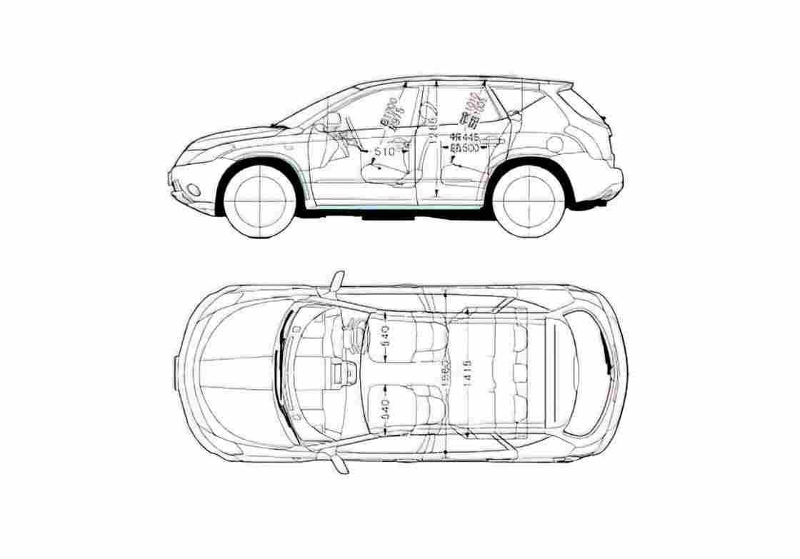 Blueprint Nissan Murano SUV 2005 A4 Photo Print