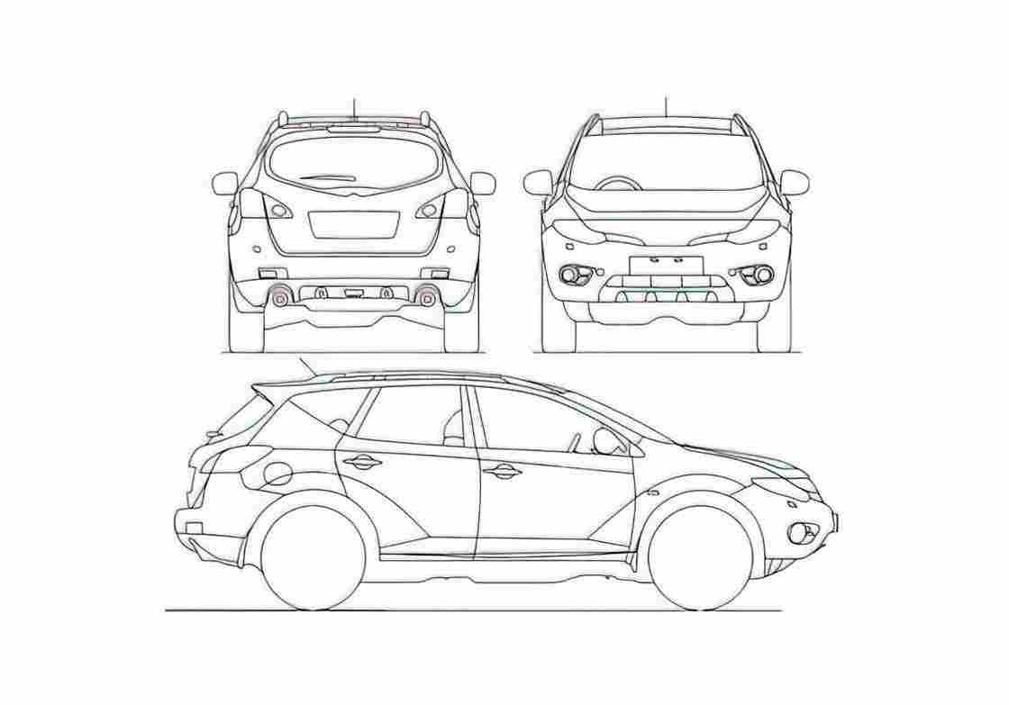 Blueprint Nissan Murano SUV 2008 A4 Photo Print
