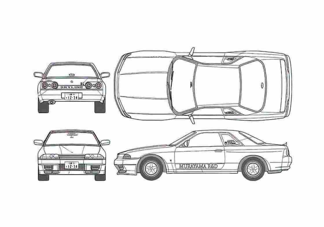Blueprint Nissan Murayama R32 GTR Coupe 1992 A4 Photo Print