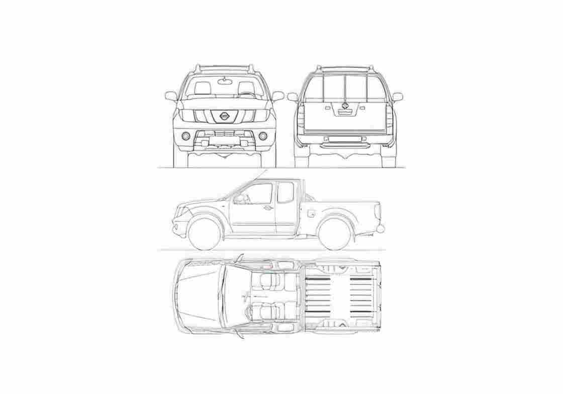 Blueprint Nissan Navara Crew Cab Pick up 2008 A4 Photo Print