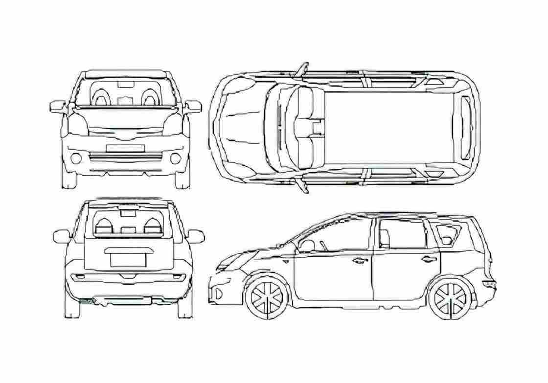 Blueprint Nissan Note Wagon 2007 A4 Photo Print