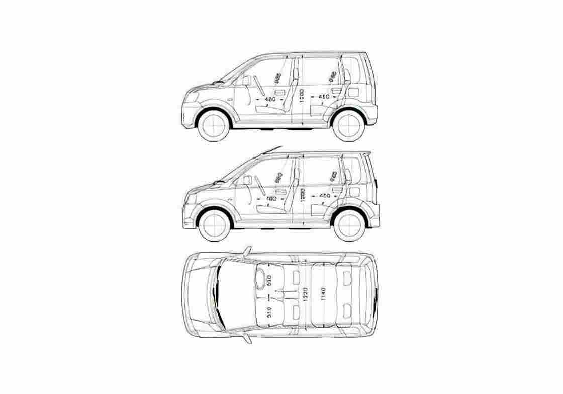 Blueprint Nissan Otti Hatchback 2005 A4 Photo Print