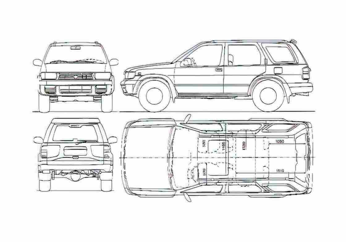Blueprint Nissan Pathfinder SE SUV 1995 A4 Photo Print